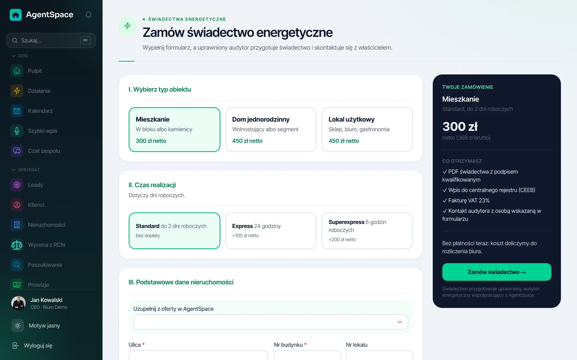 Świadectwa: Świadectwo energetyczne z karty oferty.